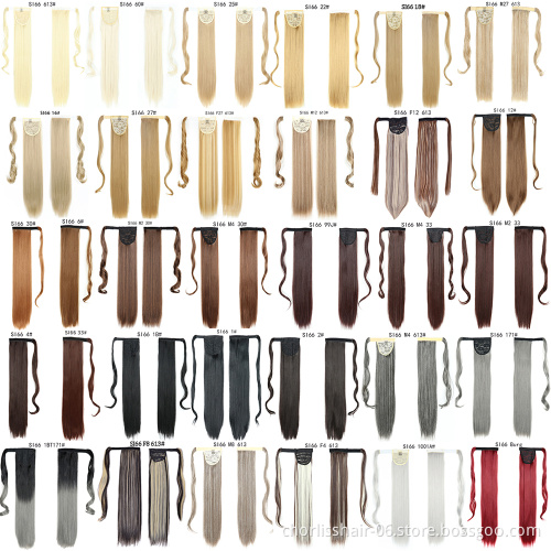 Hot Sale Product Ombre Color Detachable Ponytail Hairpiece Wrap Around Private Label Straight Ponytail Extensions Synthetic Hair